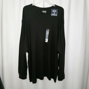 Basic Editions Long Slve T-Shirt Cotton Pullover Black Big & Tall NWT sz 3XLT